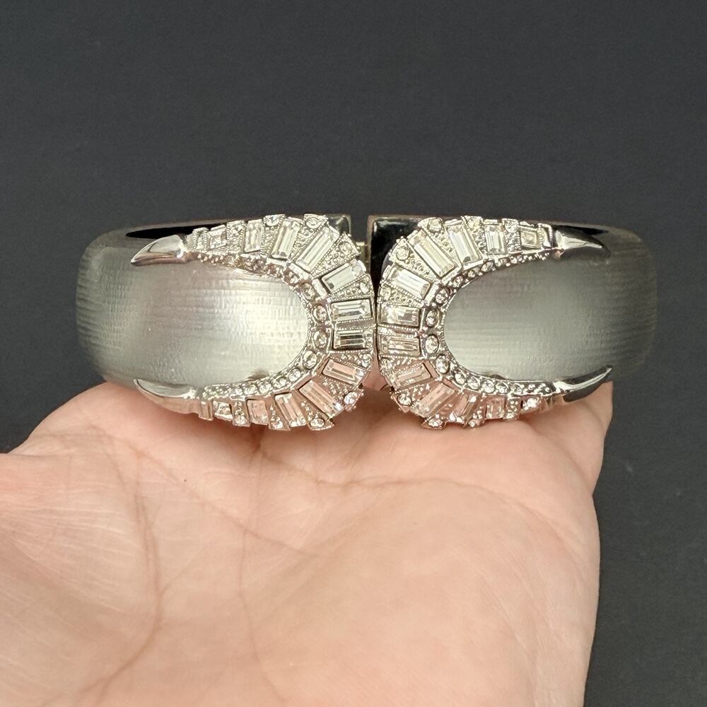 Alexis Bittar Crystal Encrusted Lucite Hinged Cuff Bracelet Statement Piece - Picture 5 of 11